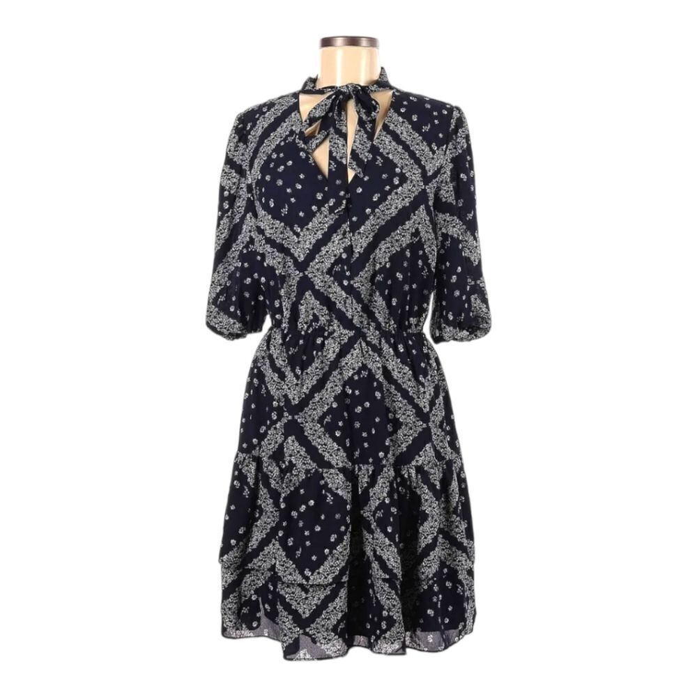 Nanette Lepore Navy Tie Neck Dress